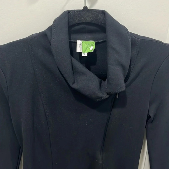 Armani Collezioni Long Sleeve Half Zip Drape Front Black Mid Dress Sz 4 - Picture 3 of 7